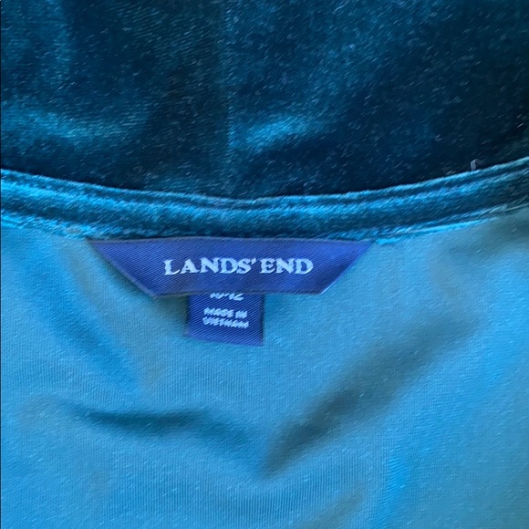 Lands End emerald Velvet boatneck top - Picture 2 of 3
